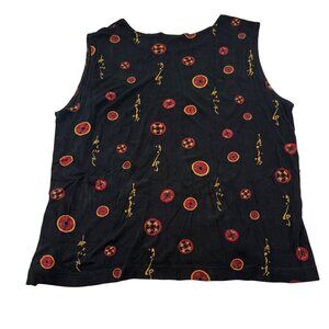Chico's Travelers Vintage Sleeveless Top Black Red chico sz 3 XL